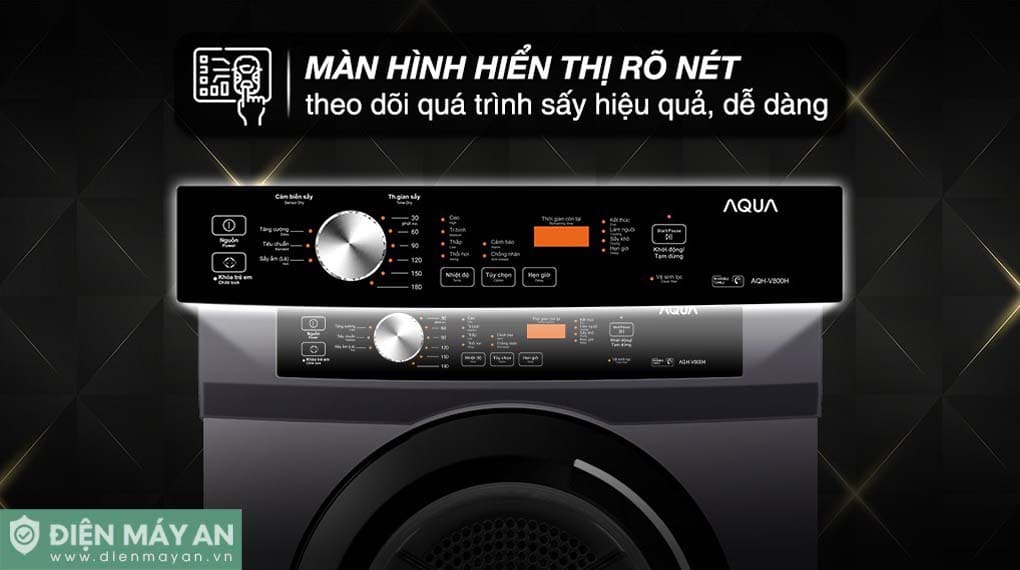 Máy sấy thông hơi Aqua 8 kg AQH-V800H SS
